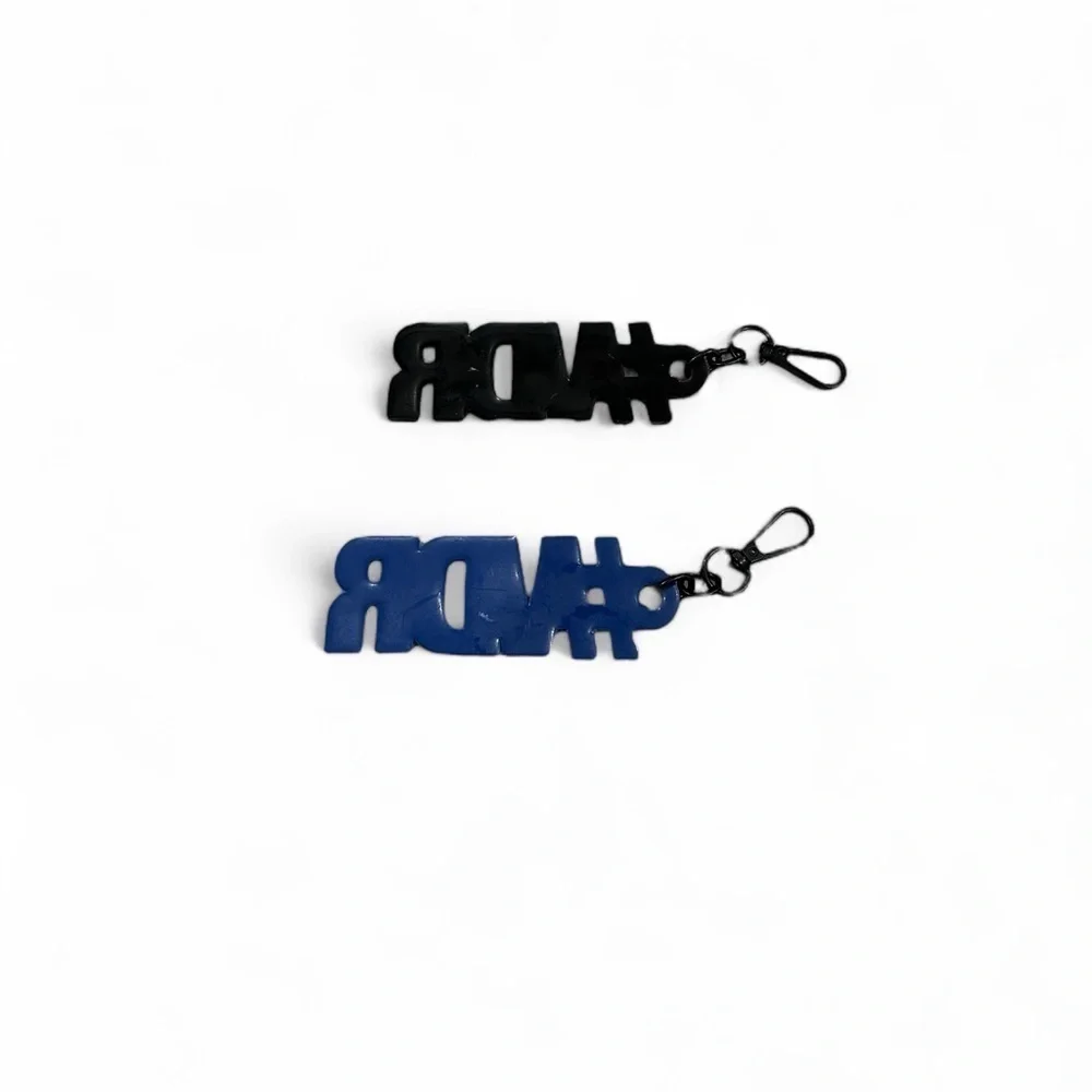 VDR Silicone Key Ring Charms x2 black and blue